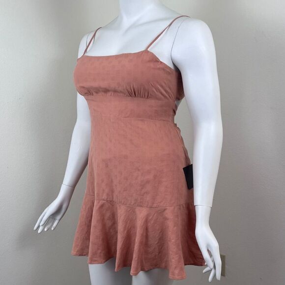 Lulus Women Size XL Orange Days of Dreaming Cotton Dot Tiered Mini NEW Dress - Picture 6 of 14